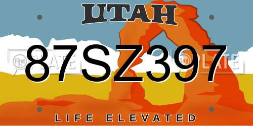 87SZ397 Utah License Plate