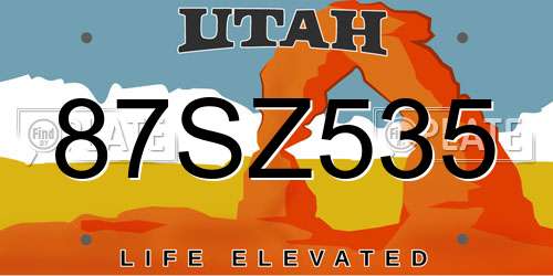 87SZ535 Utah License Plate