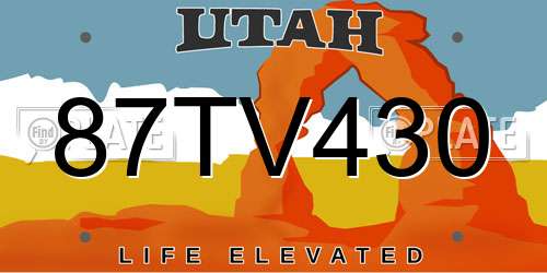 87TV430 Utah License Plate