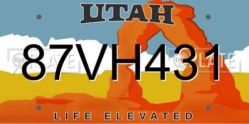 87VH431 Utah License Plate