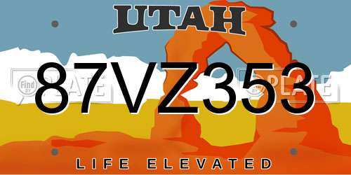 87VZ353 Utah License Plate