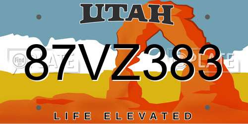 87VZ383 Utah License Plate