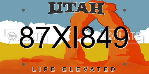 87XI849 Utah License Plate