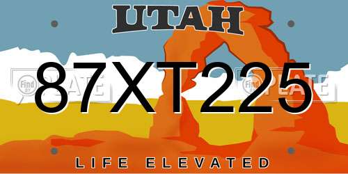 87XT225 Utah License Plate