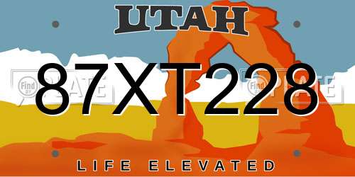 87XT228 Utah License Plate