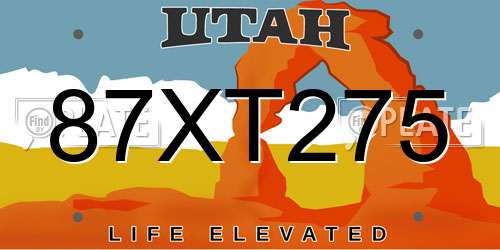 87XT275 Utah License Plate