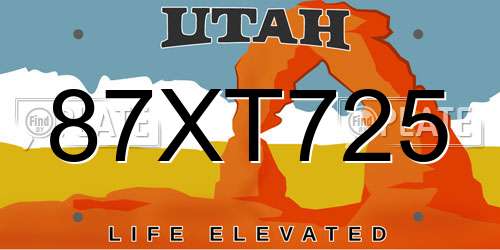 87XT725 Utah License Plate