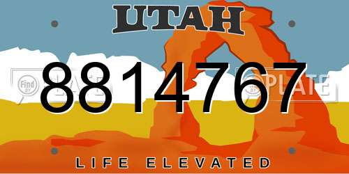 8814767 Utah License Plate
