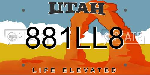 881LL8 Utah License Plate