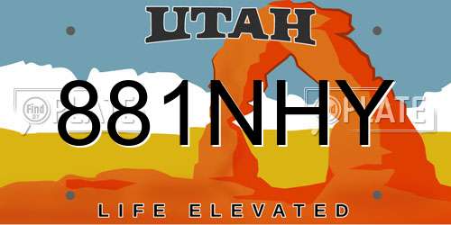 881NHY Utah License Plate