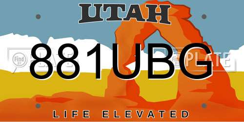 881UBG Utah License Plate