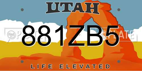 881ZB5 Utah License Plate
