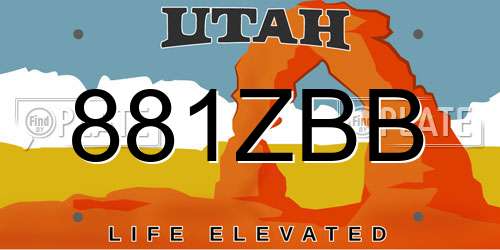 881ZBB Utah License Plate