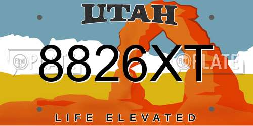 8826XT Utah License Plate