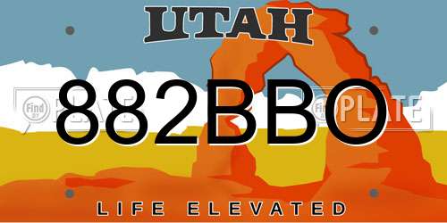 882BBO Utah License Plate