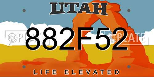 882F52 Utah License Plate