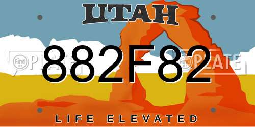 882F82 Utah License Plate