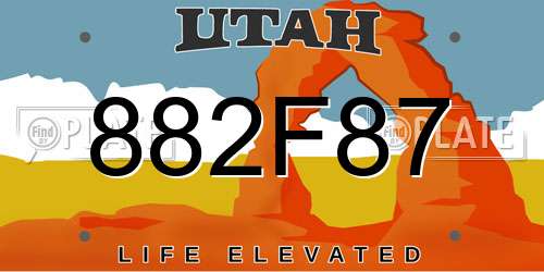 882F87 Utah License Plate