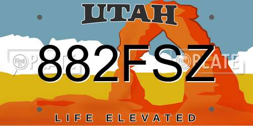 882FSZ Utah License Plate