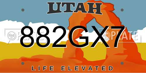 882GX7 Utah License Plate