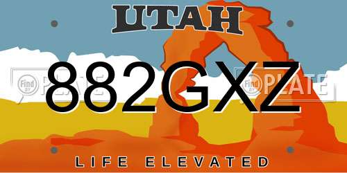 882GXZ Utah License Plate