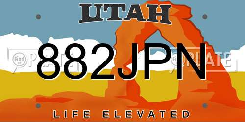 882JPN Utah License Plate