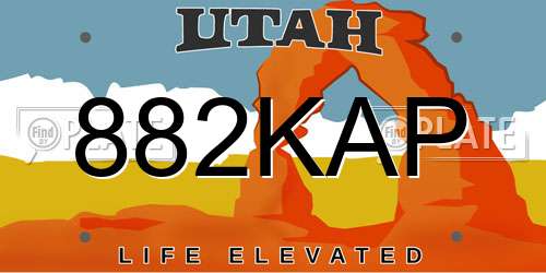 882KAP Utah License Plate