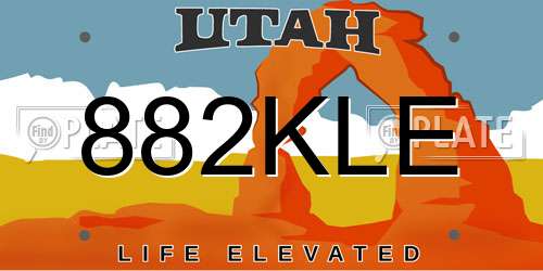 882KLE Utah License Plate
