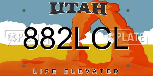 882LCL Utah License Plate