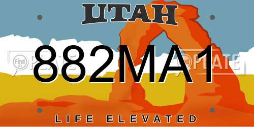 882MA1 Utah License Plate