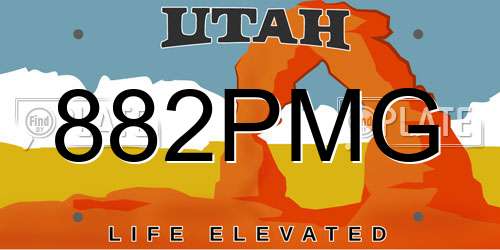 882PMG Utah License Plate