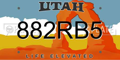 882RB5 Utah License Plate