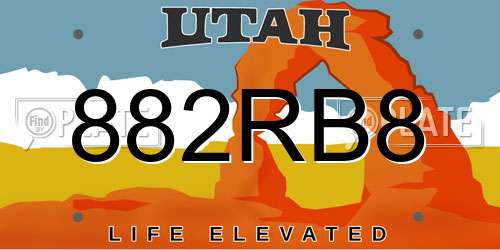882RB8 Utah License Plate