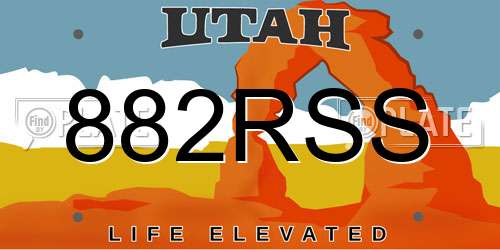 882RSS Utah License Plate