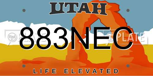 883NEC Utah License Plate