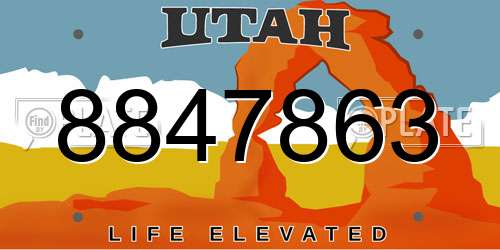 8847863 Utah License Plate