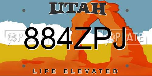 884ZPJ Utah License Plate