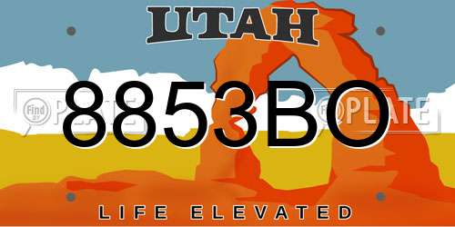 8853BO Utah License Plate