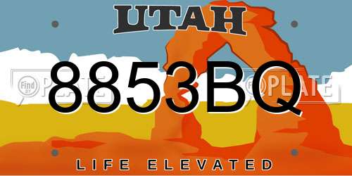 8853BQ Utah License Plate