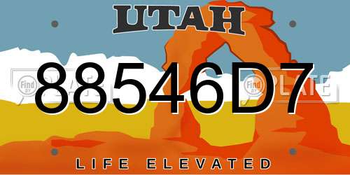 88546D7 Utah License Plate