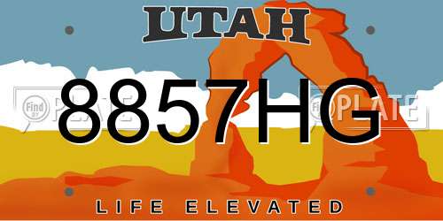 8857HG Utah License Plate