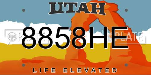 8858HE Utah License Plate