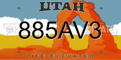 885AV3 Utah License Plate