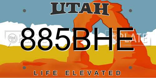 885BHE Utah License Plate