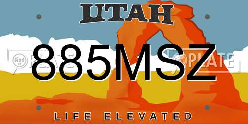 885MSZ Utah License Plate