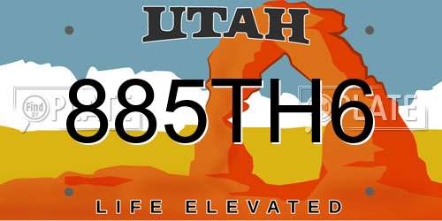 885TH6 Utah License Plate