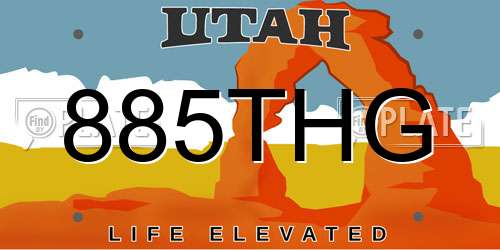 885THG Utah License Plate
