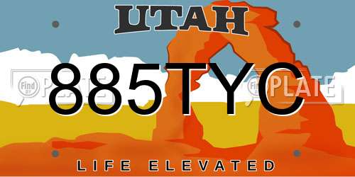 885TYC Utah License Plate