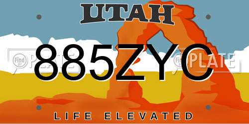 885ZYC Utah License Plate