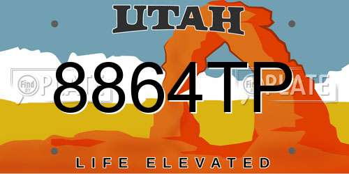 8864TP Utah License Plate